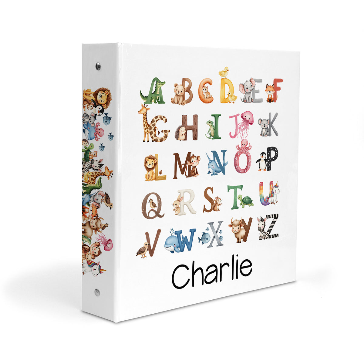 Alphabet Animals Personalized Custom 2" 3 Ring Binder • School Office Supplies