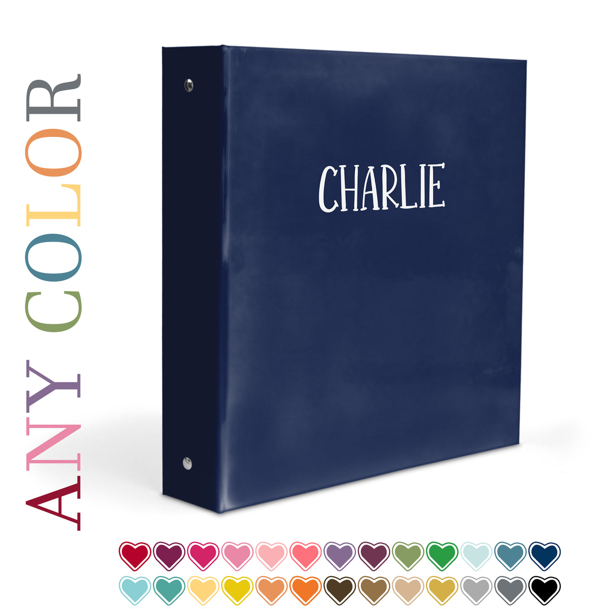 ANY Solid Color Personalized Custom 2" 3 Ring Binder • School Office Supplies