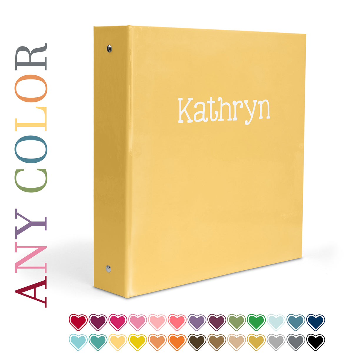 ANY Solid Color Personalized Custom 2" 3 Ring Binder • School Office Supplies