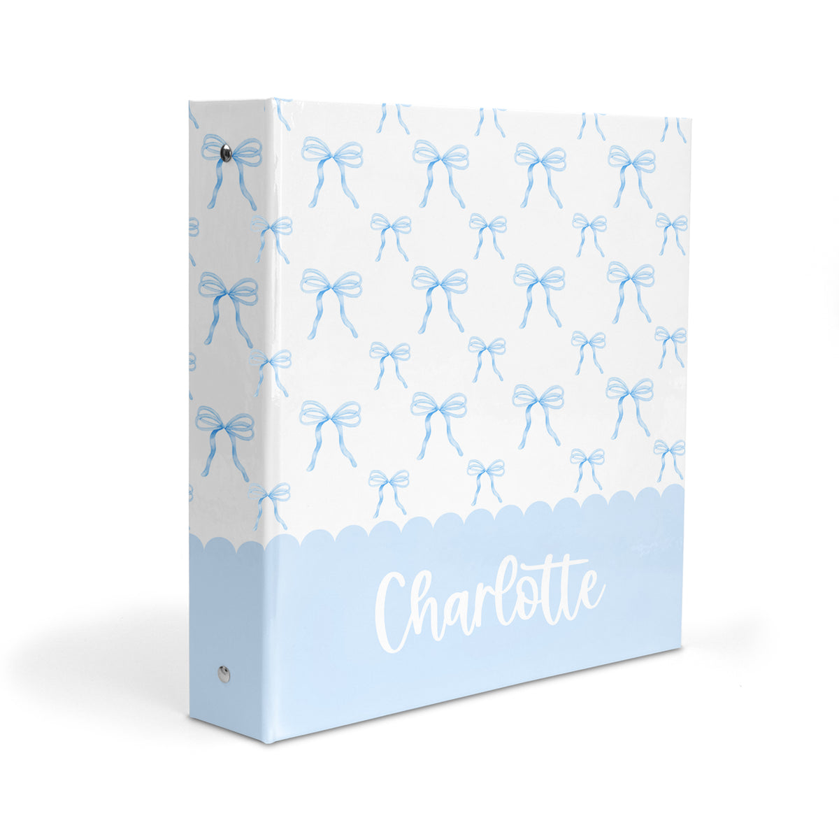 Blue Bow Coquette Personalized Custom 2" 3 Ring Binder • School Office Supplies