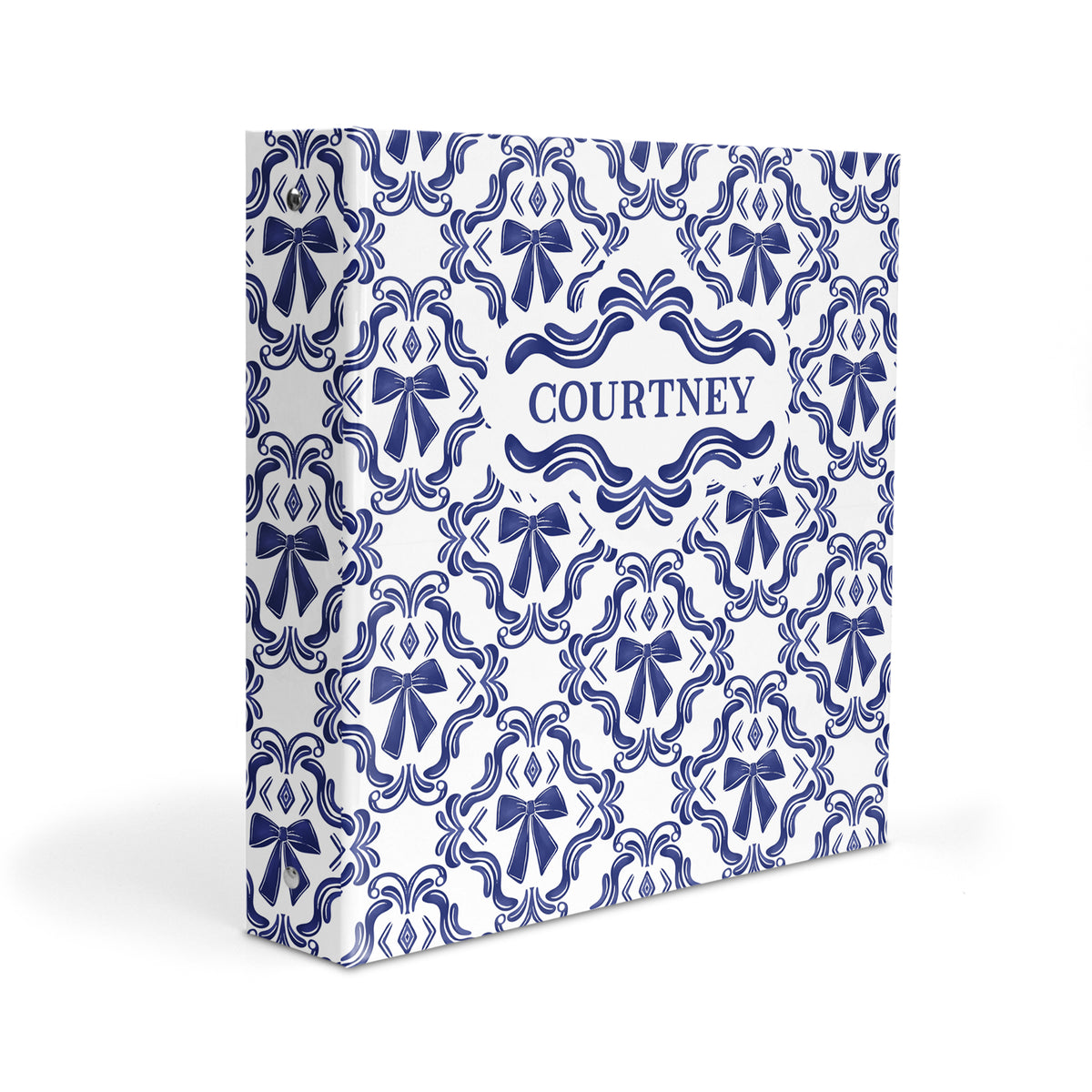 Blue Bow Coquette Personalized Custom 2" 3 Ring Binder • School Office Supplies