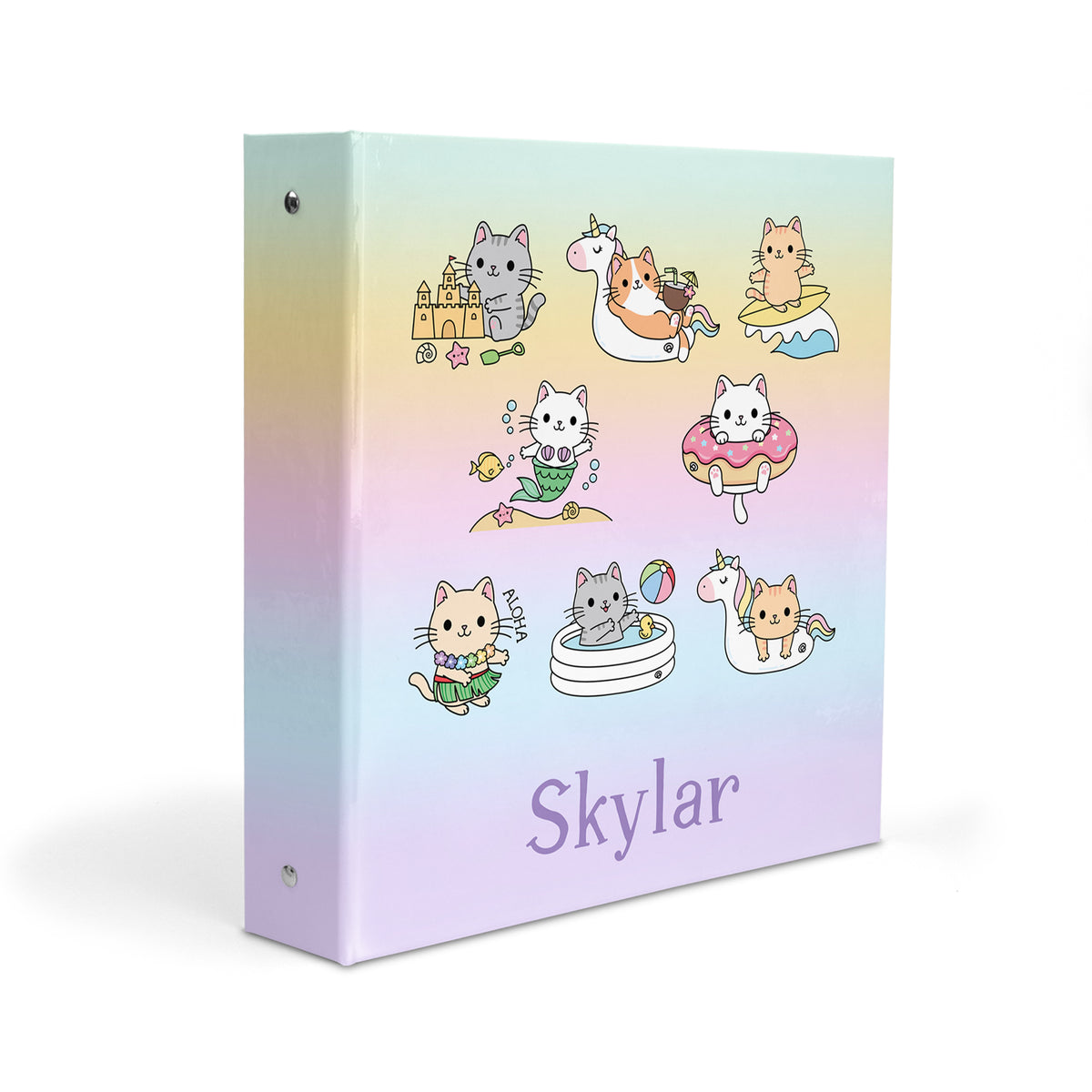 Cat Animals Personalized Custom 2" 3 Ring Binder • School Office Supplies