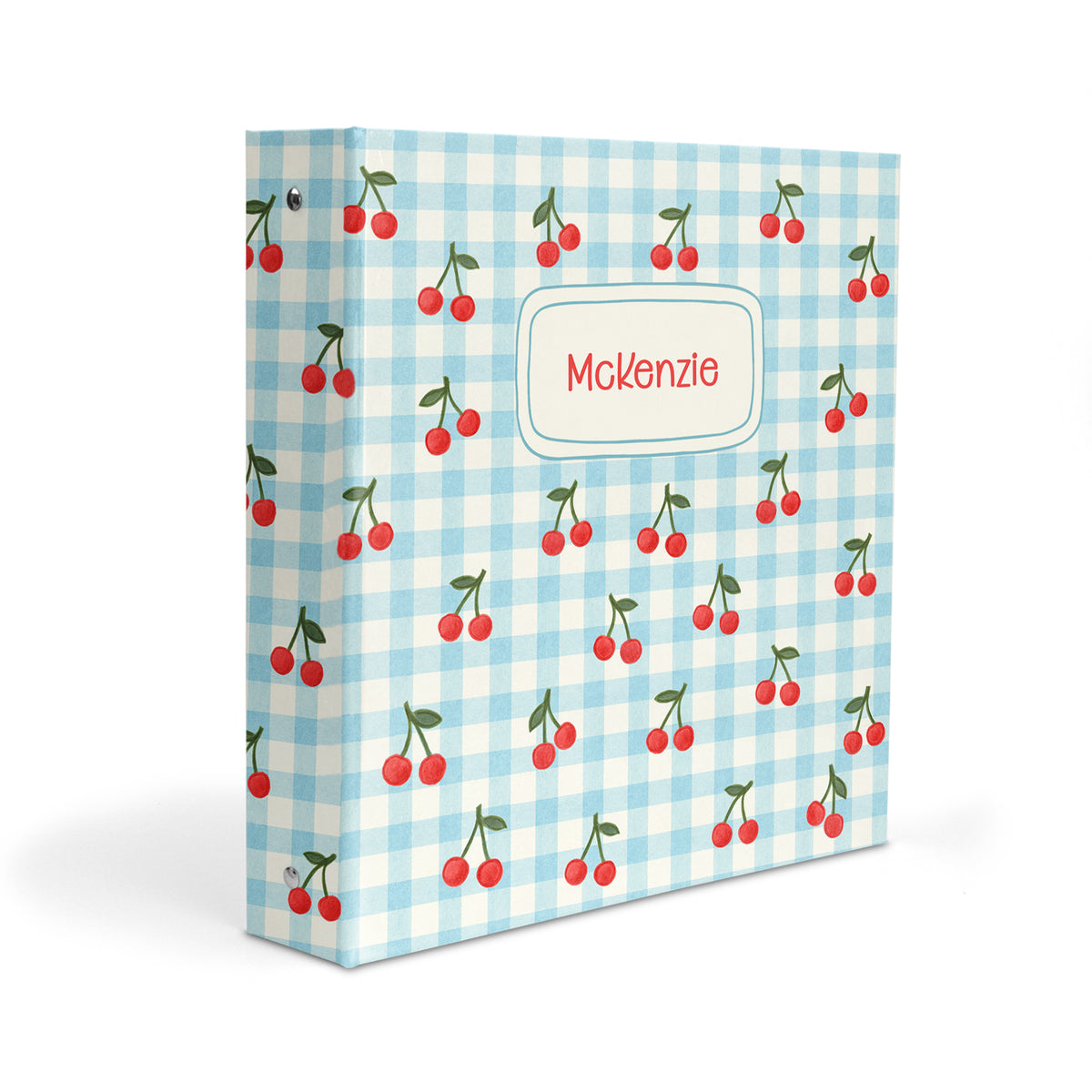 Cherry Cherries Gingham Personalized Custom 2" 3 Ring Binder • School Office Supplies