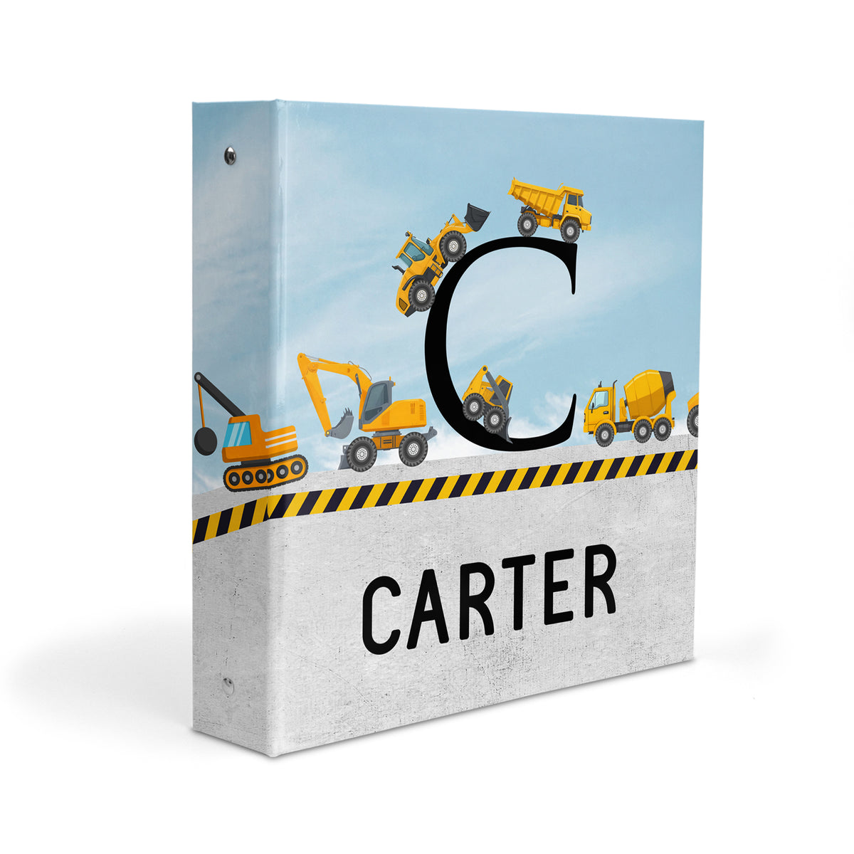 Construction Personalized Custom 2" 3 Ring Binder • School Office Supplies