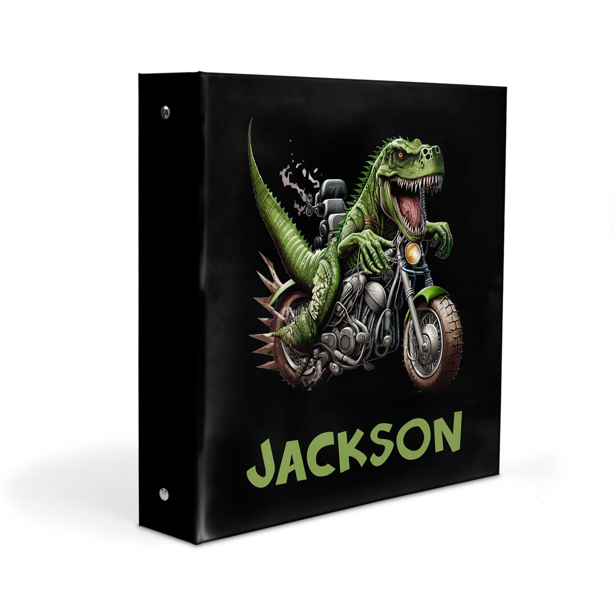 Dinosaur Motorcycle Personalized Custom 2" 3 Ring Binder • School Office Supplies