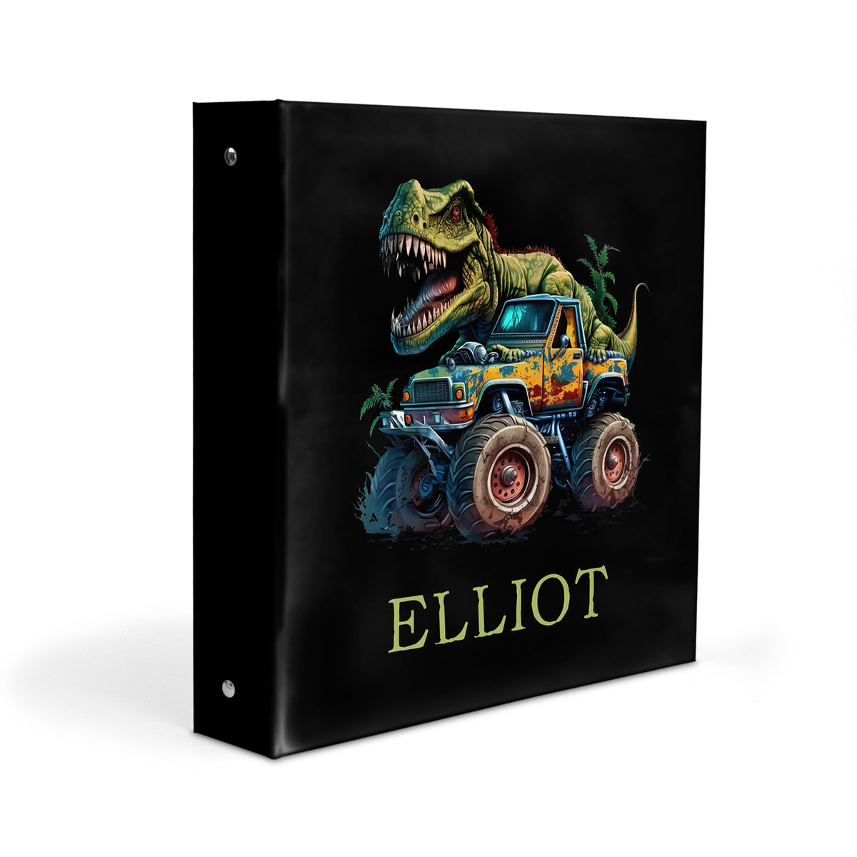 Dinosaur Monster Truck Personalized Custom 2" 3 Ring Binder • School Office Supplies