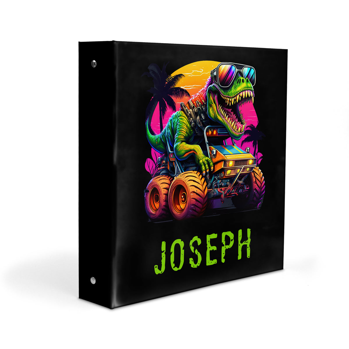 Dinosaur Monster Truck Personalized Custom 2" 3 Ring Binder • School Office Supplies
