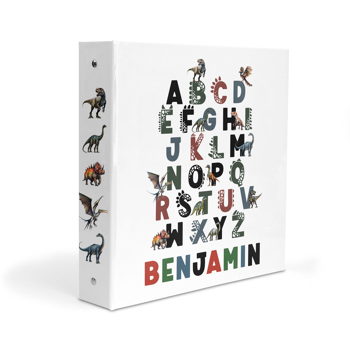 Alphabet Dinosaur Personalized Custom 2" 3 Ring Binder • School Office Supplies