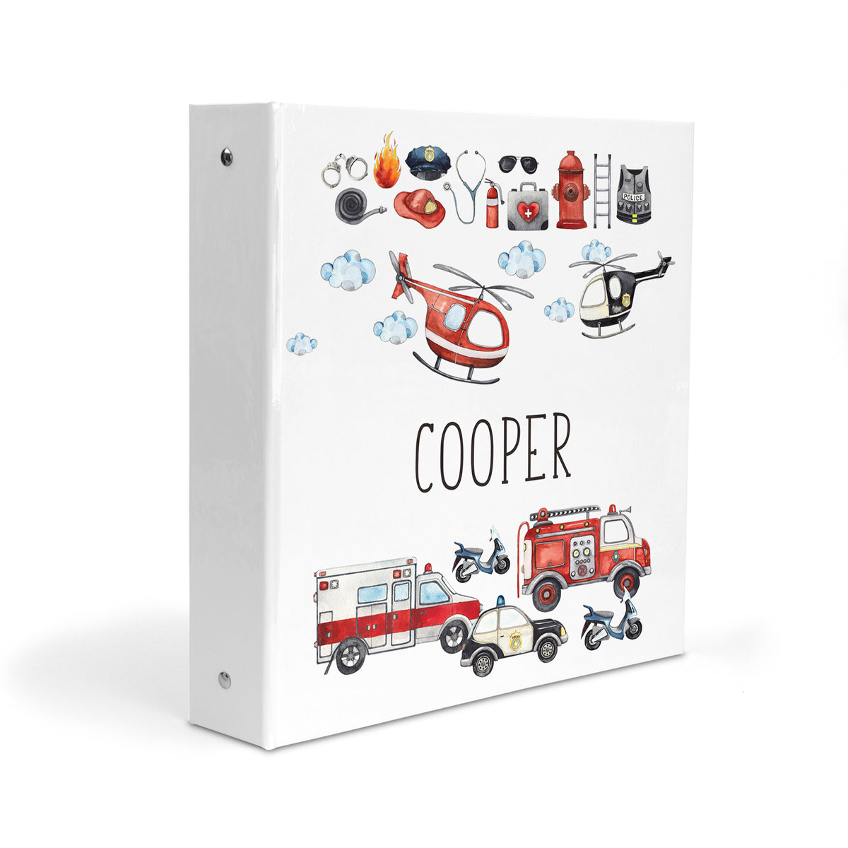 Emergency Truck Personalized Custom 2" 3 Ring Binder • School Office Supplies
