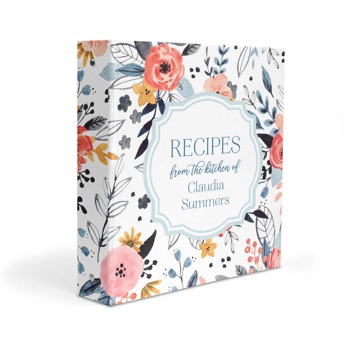 Vintage Flowers Personalized Custom 2" 3 Ring Recipe Book Binder