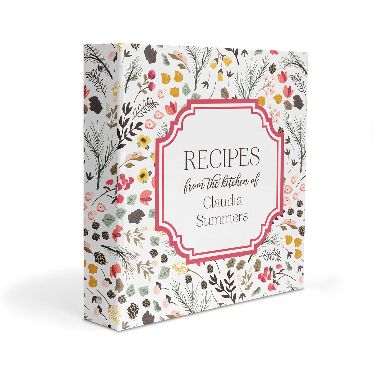 Cottage Flowers Personalized Custom 2" 3 Ring Recipe Book Binder