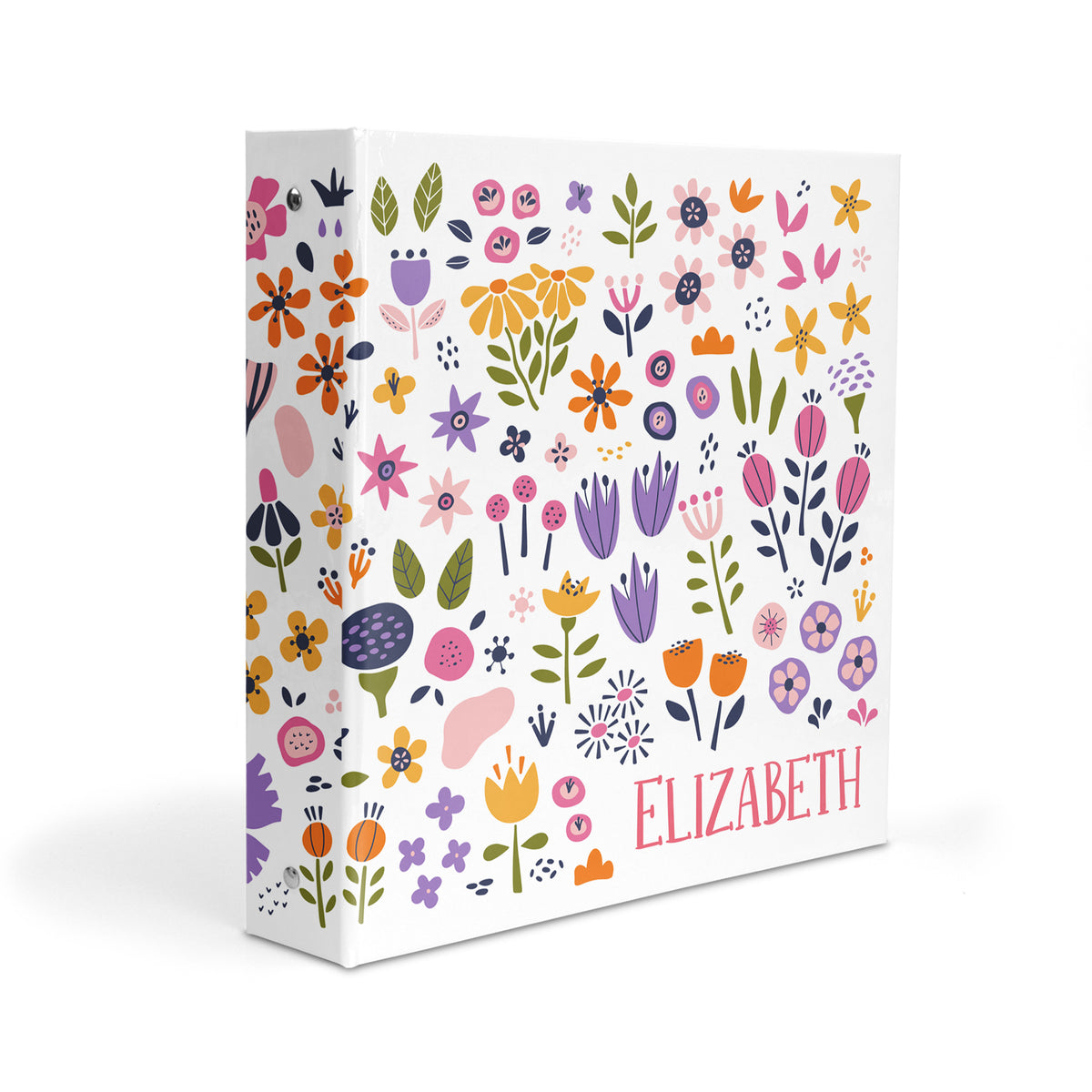 Retro Rainbow Flowers Personalized Custom 2" 3 Ring Binder • School Office Supplies