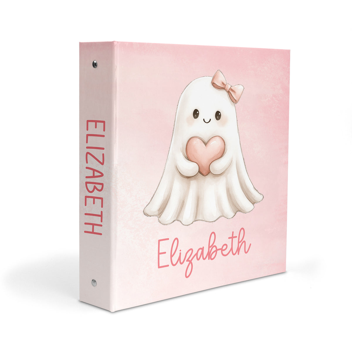 Cute Pink Ghost Personalized Custom 2" 3 Ring Binder • School Office Supplies