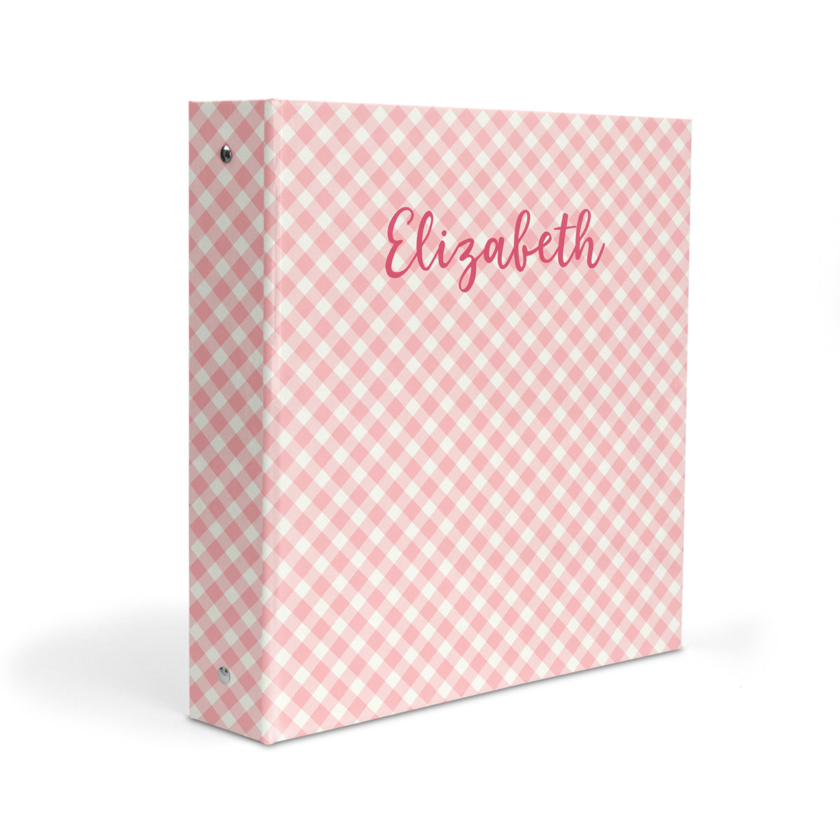 Pink Gingham Personalized Custom 2" 3 Ring Binder • School Office Supplies
