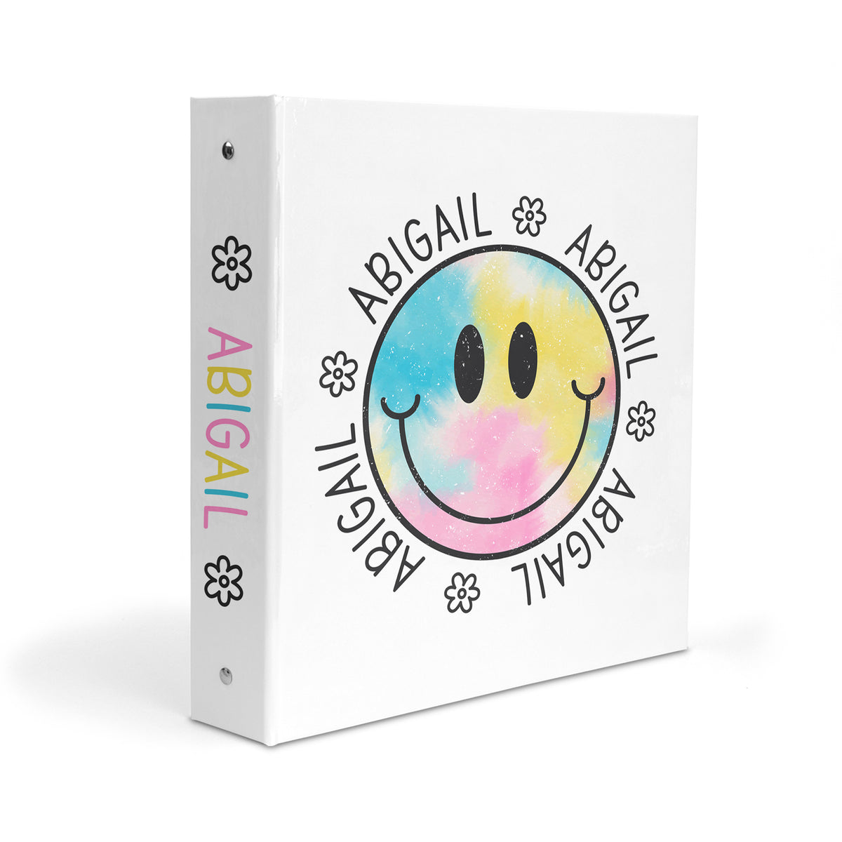 Rainbow Tie Dye Happy Personalized Custom 2" 3 Ring Binder • School Office Supplies