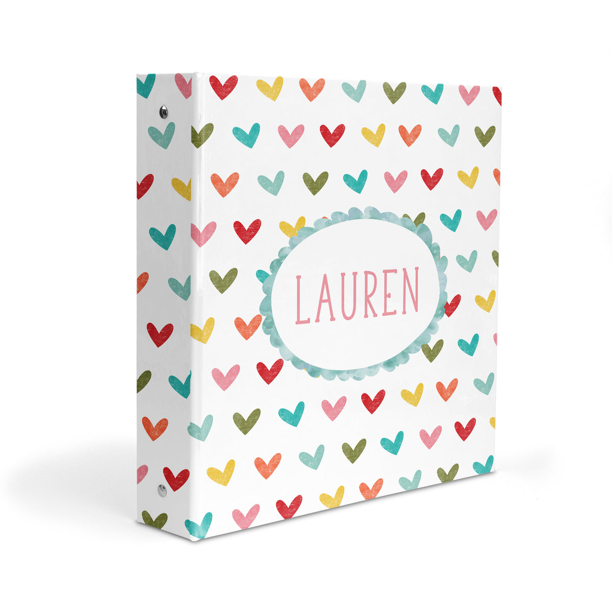 Rainbow Hearts Personalized Custom 2" 3 Ring Binder • School Office Supplies