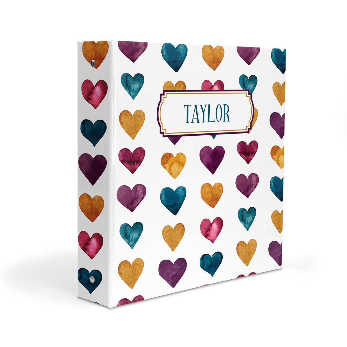 Rainbow Hearts Personalized Custom 2" 3 Ring Binder • School Office Supplies