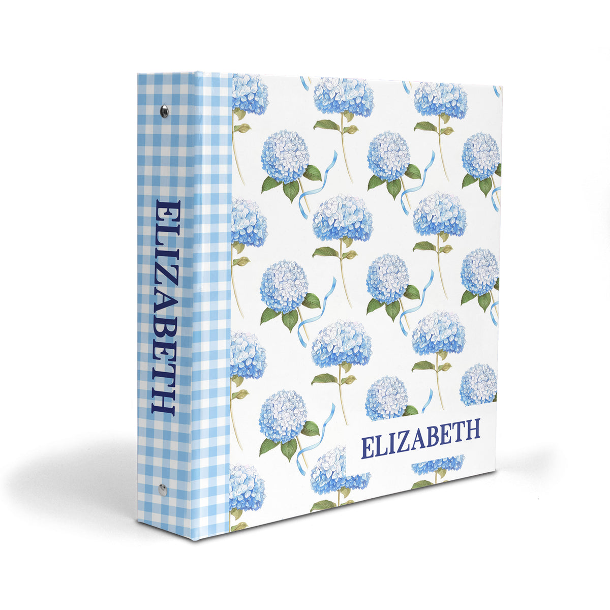 Blue Hydrangea Personalized Custom 2" 3 Ring Binder • School Office Supplies