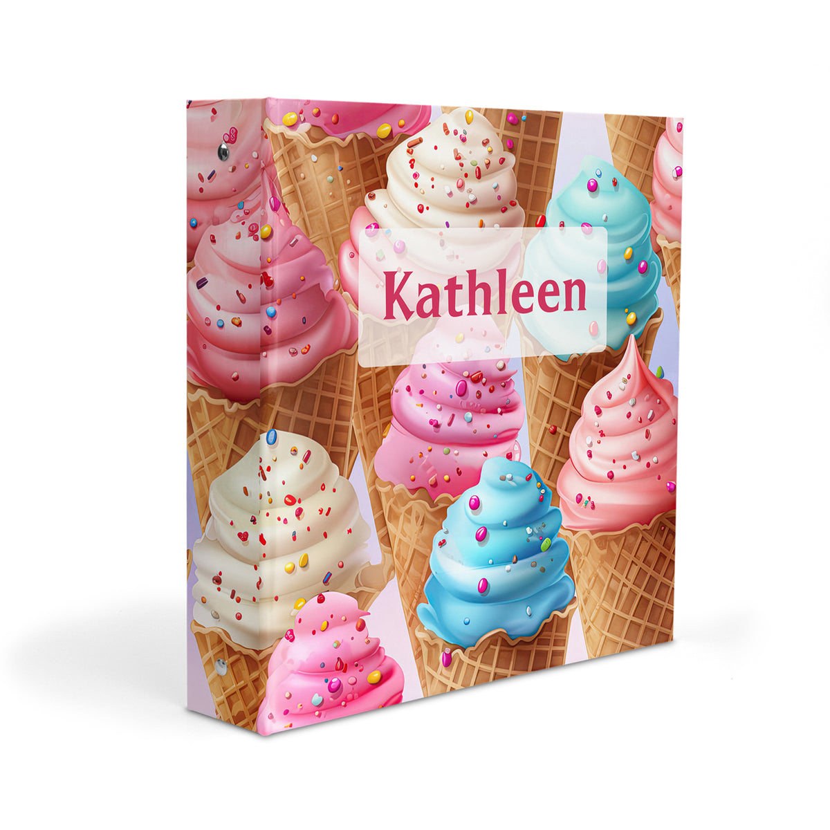 Ice Cream Personalized Custom 2" 3 Ring Binder • School Office Supplies