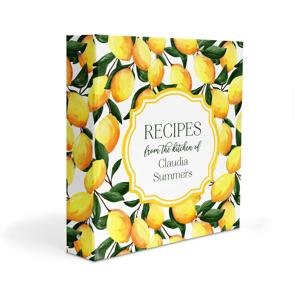 Lemon Personalized Custom 2" 3 Ring Recipe Book Binder