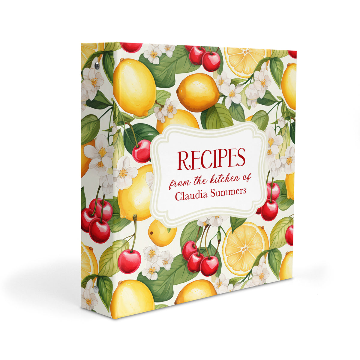Lemon Cherry Personalized Custom 2" 3 Ring Recipe Book Binder