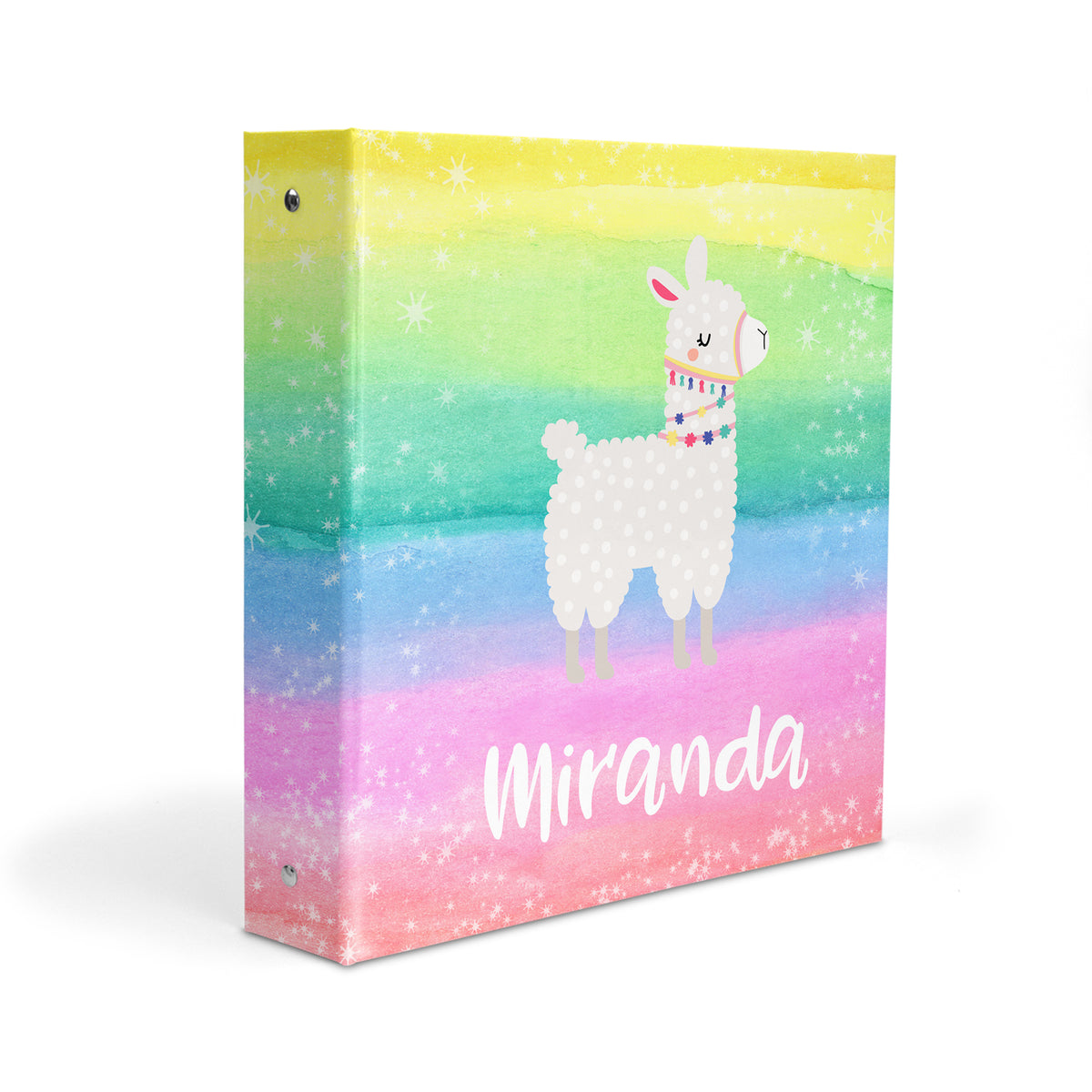 Rainbow Llama Personalized Custom 2" 3 Ring Binder • School Office Supplies