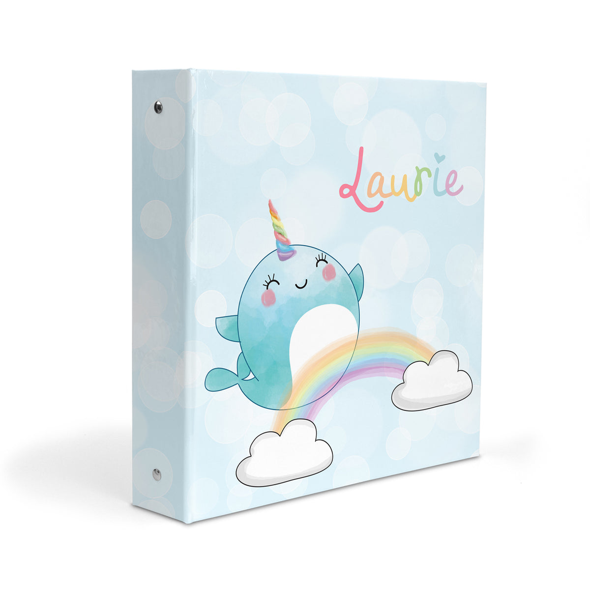 Rainbow Narwhal Personalized Custom 2" 3 Ring Binder • School Office Supplies