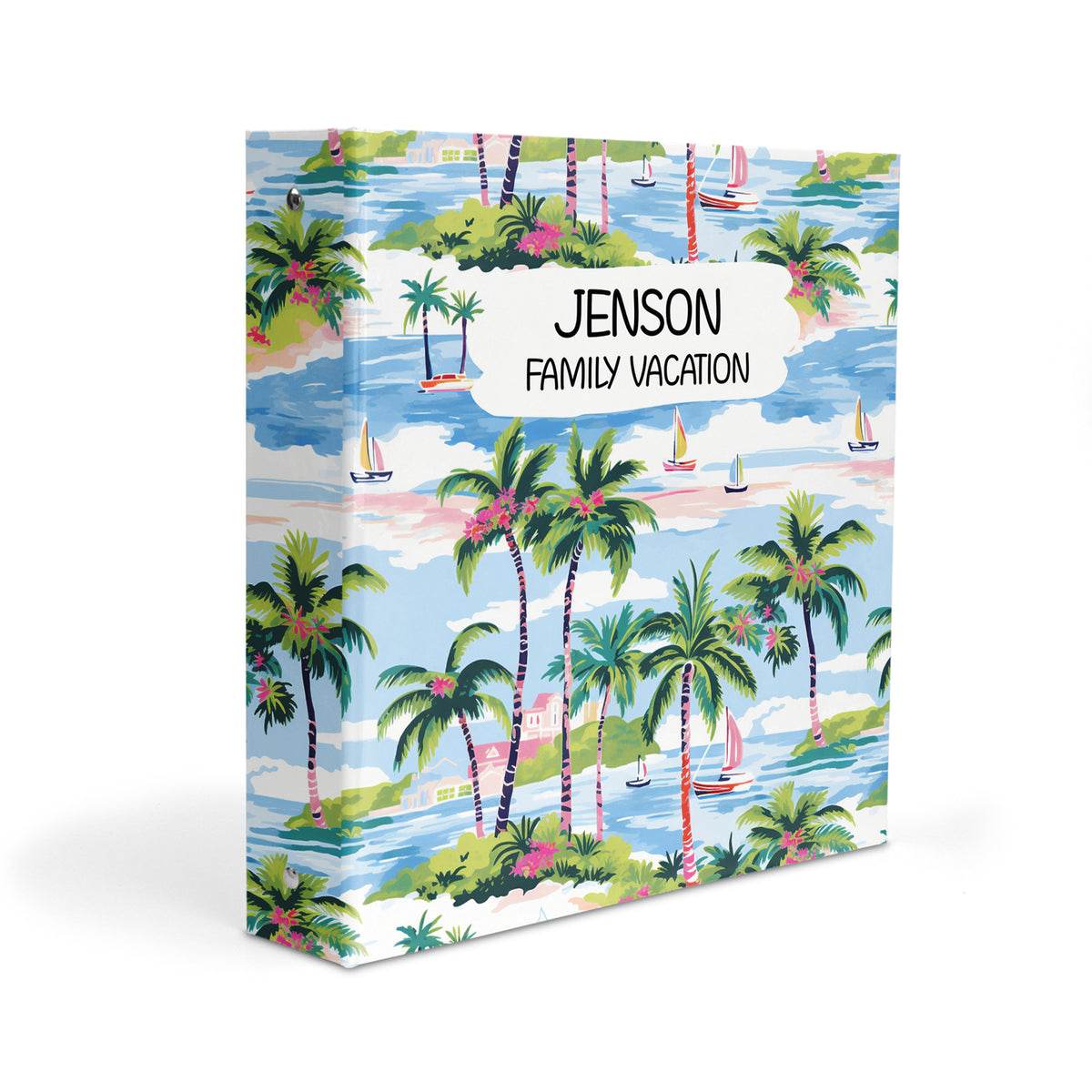 Palm Trees Preppy Beach Personalized Custom 2" 3 Ring Binder • School Office Supplies