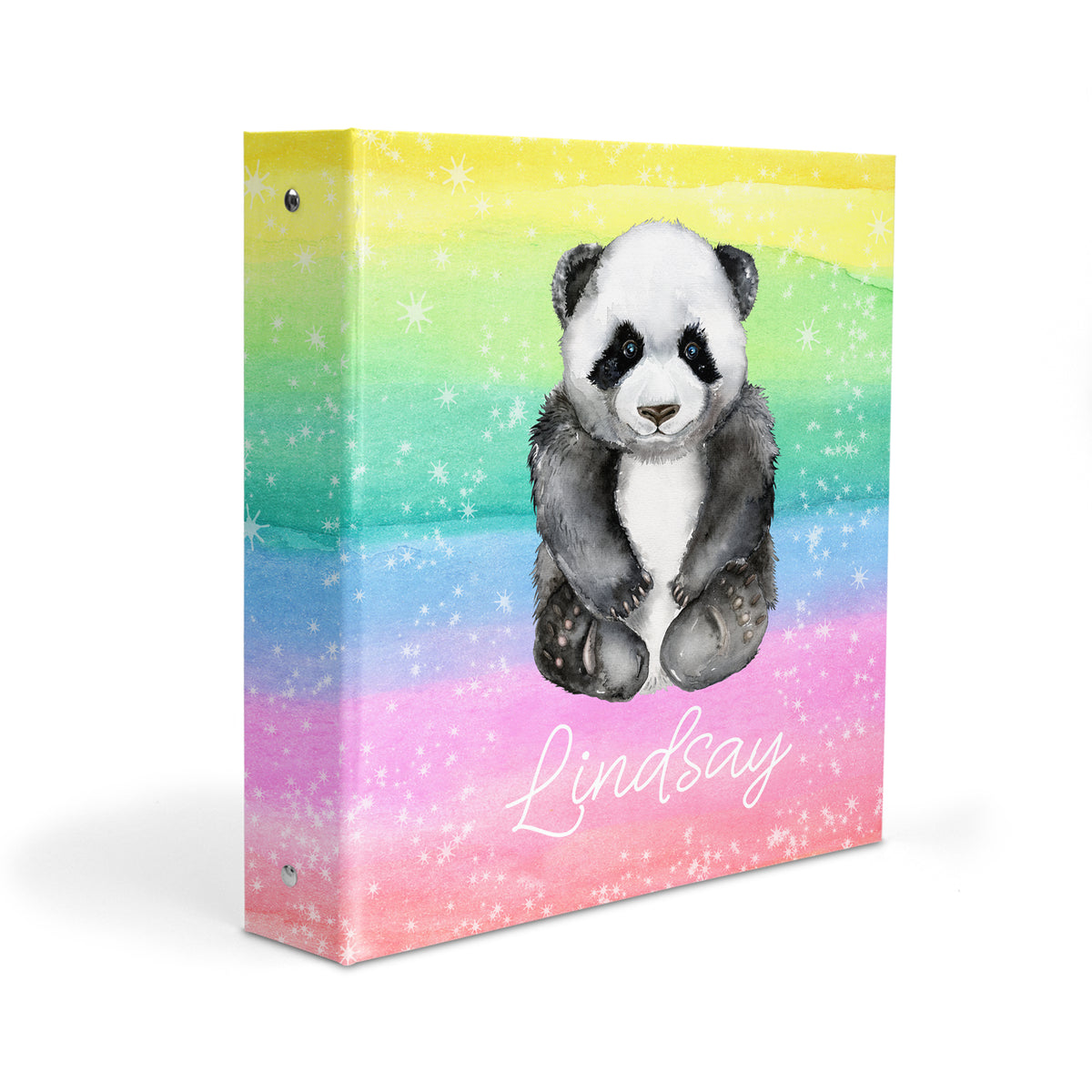 Panda Rainbow Personalized Custom 2" 3 Ring Binder • School Office Supplies