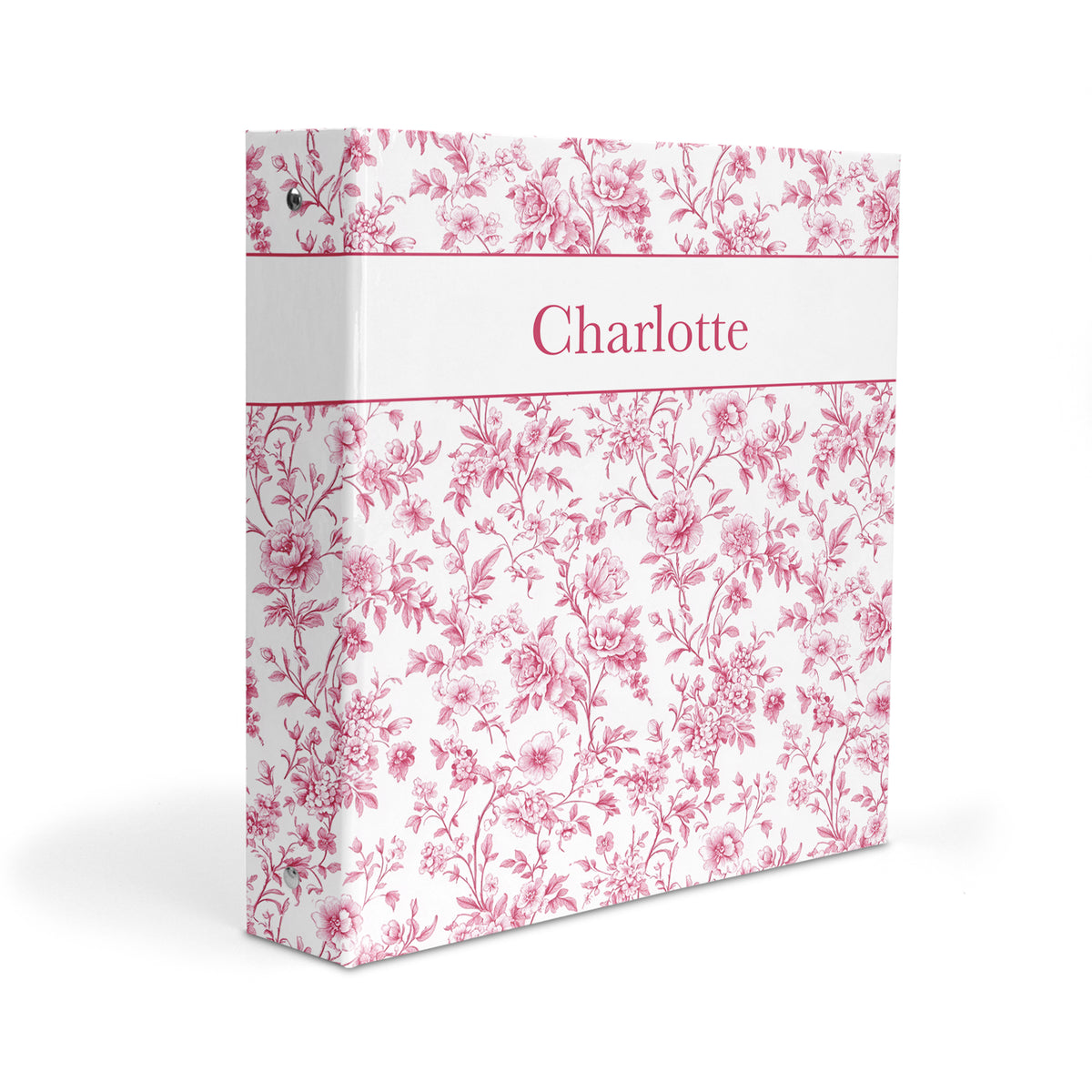 Pink Toile Coquette Bow Chinoiserie Flowers Personalized Custom 2" 3 Ring Binder • School Office Supplies