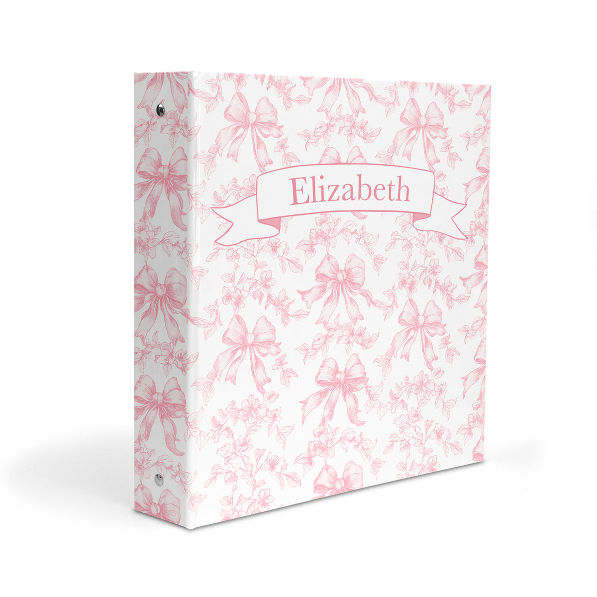 Pink Toile Coquette Bow Chinoiserie Flowers Personalized Custom 2" 3 Ring Binder • School Office Supplies