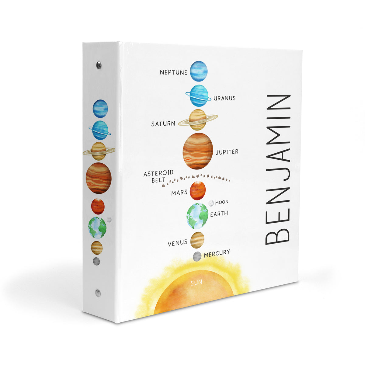 Solar System Planets Personalized Custom 2" 3 Ring Binder • School Office Supplies