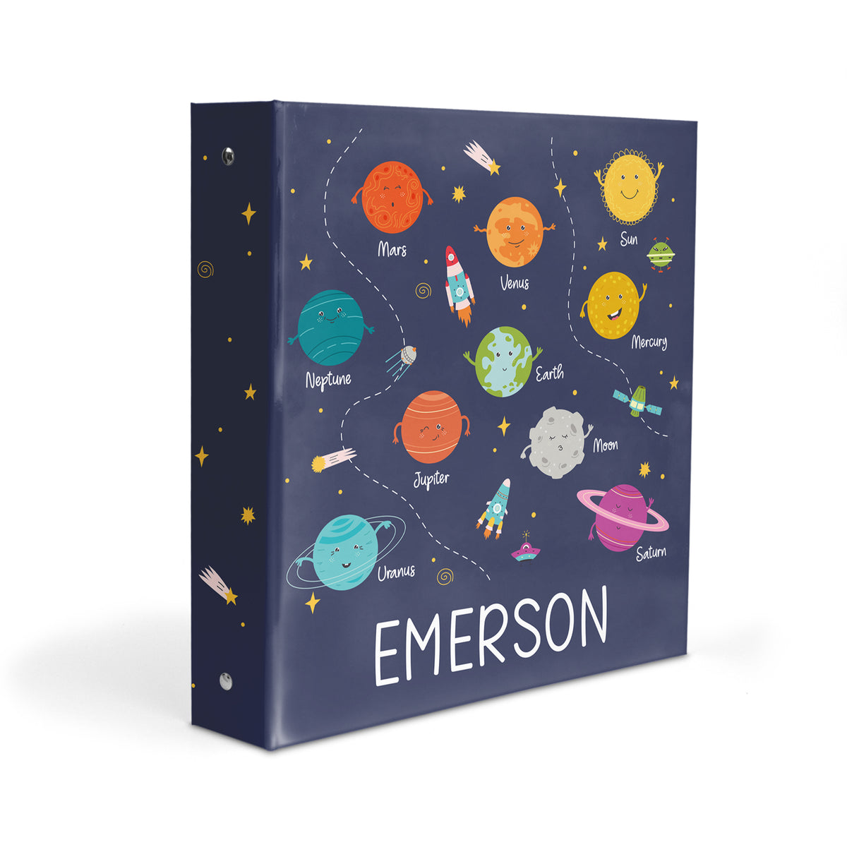 Solar System Planets Personalized Custom 2" 3 Ring Binder • School Office Supplies