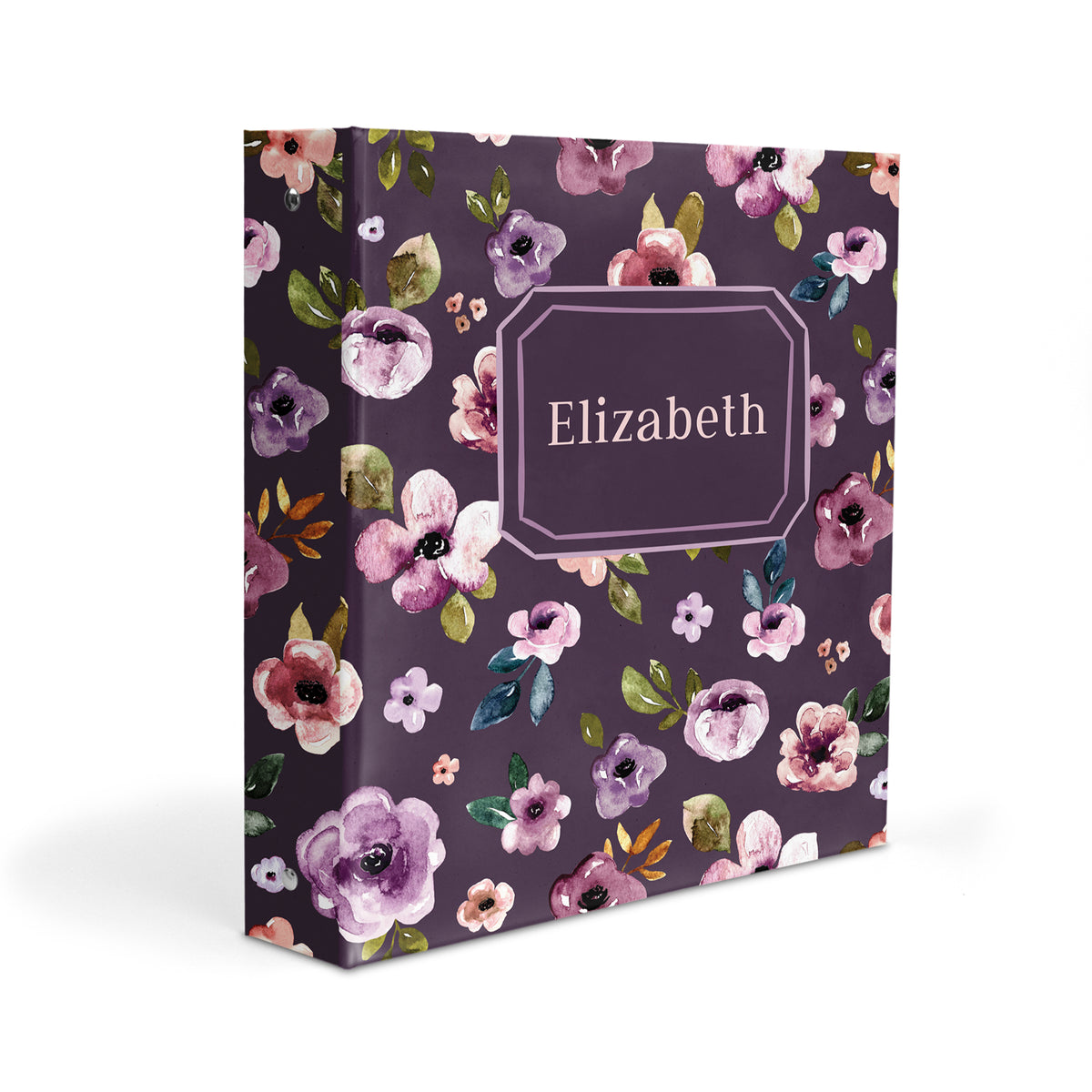 Purple Flowers Personalized Custom 2" 3 Ring Binder • School Office Supplies