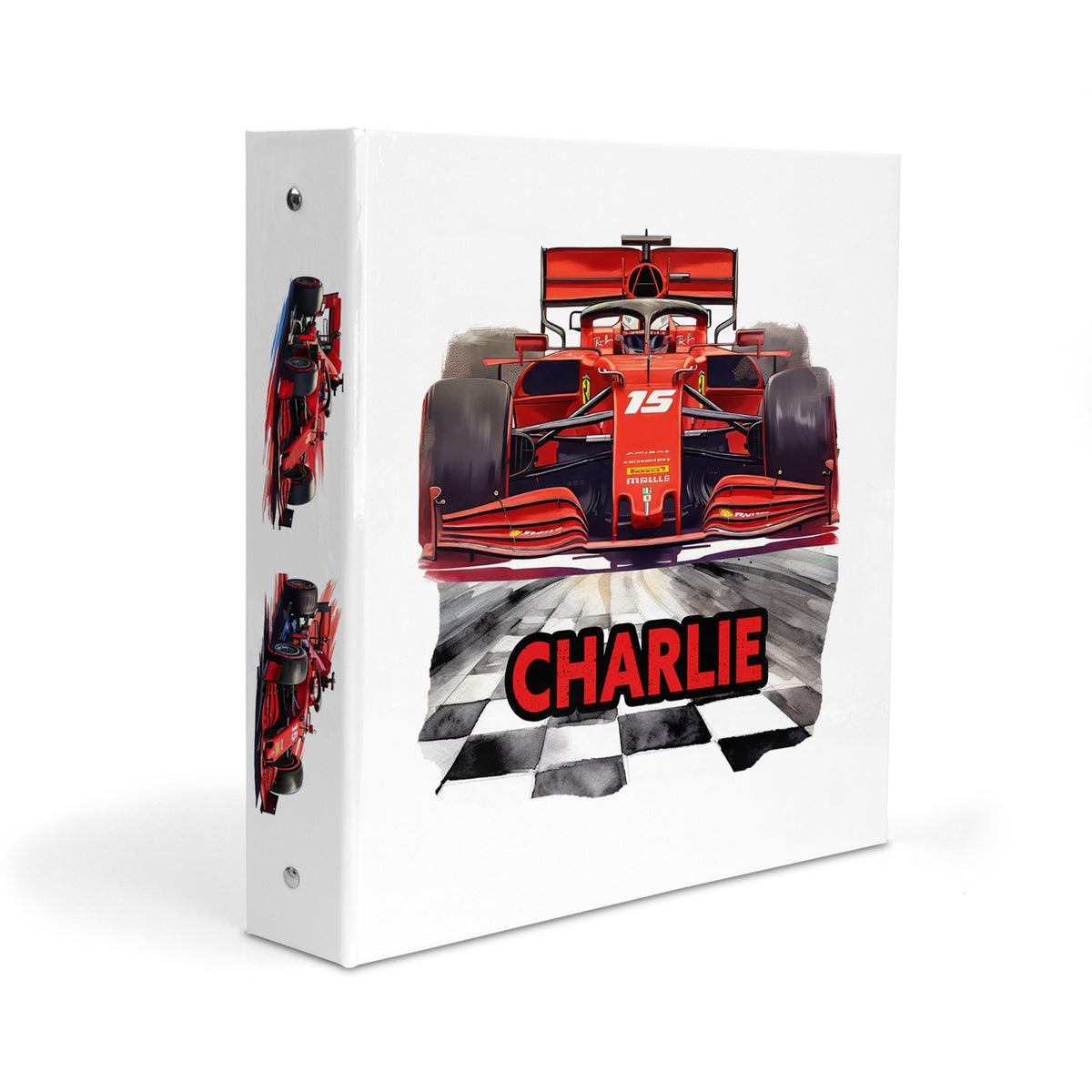 Red Race Car Personalized Custom 2" 3 Ring Binder • School Office Supplies