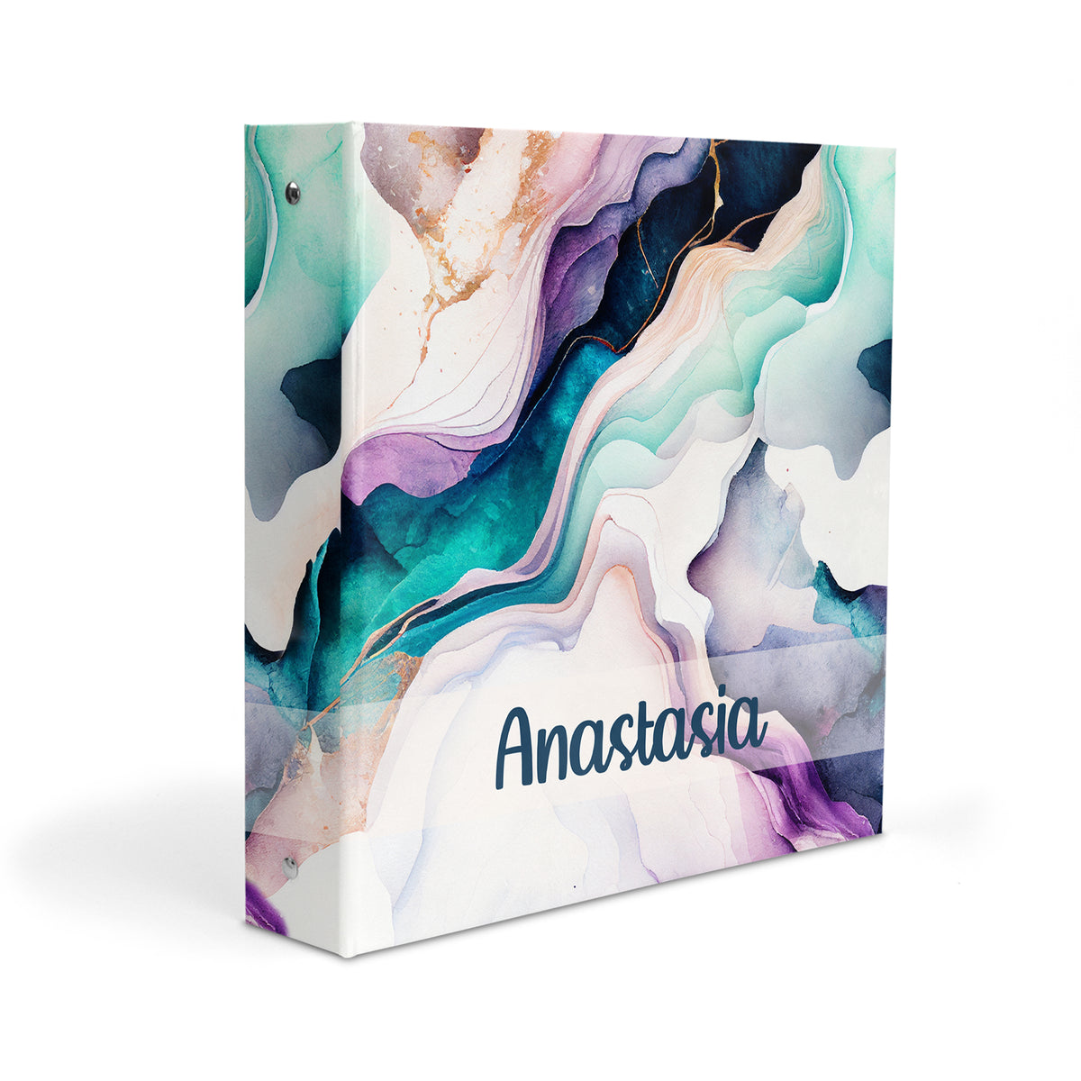 Rainbow Ink Marble Personalized Custom 2" 3 Ring Binder • School Office Supplies