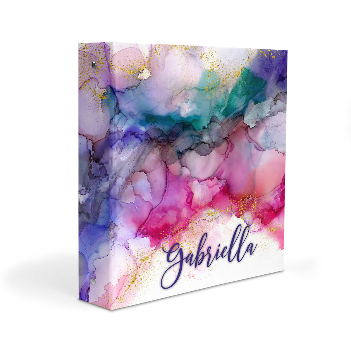 Rainbow Ink Marble Personalized Custom 2" 3 Ring Binder • School Office Supplies