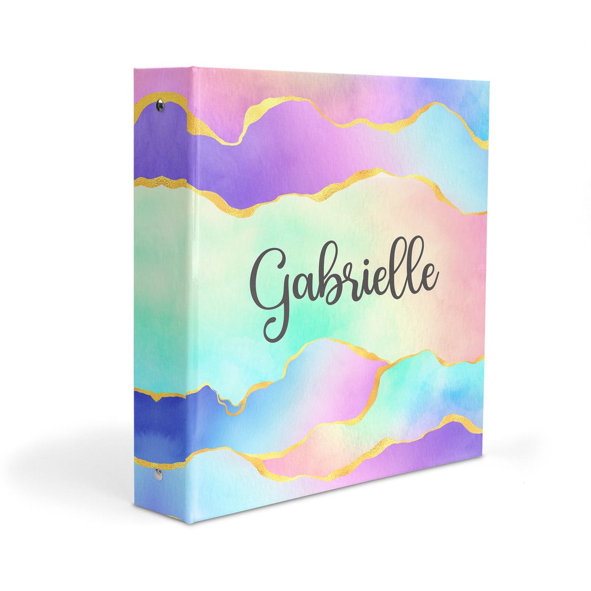 Rainbow Ink Marble Personalized Custom 2" 3 Ring Binder • School Office Supplies