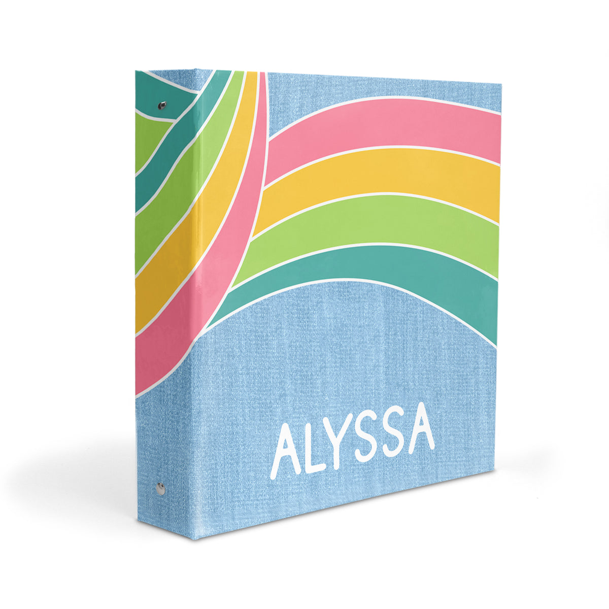 Retro Rainbow Personalized Custom 2" 3 Ring Binder • School Office Supplies