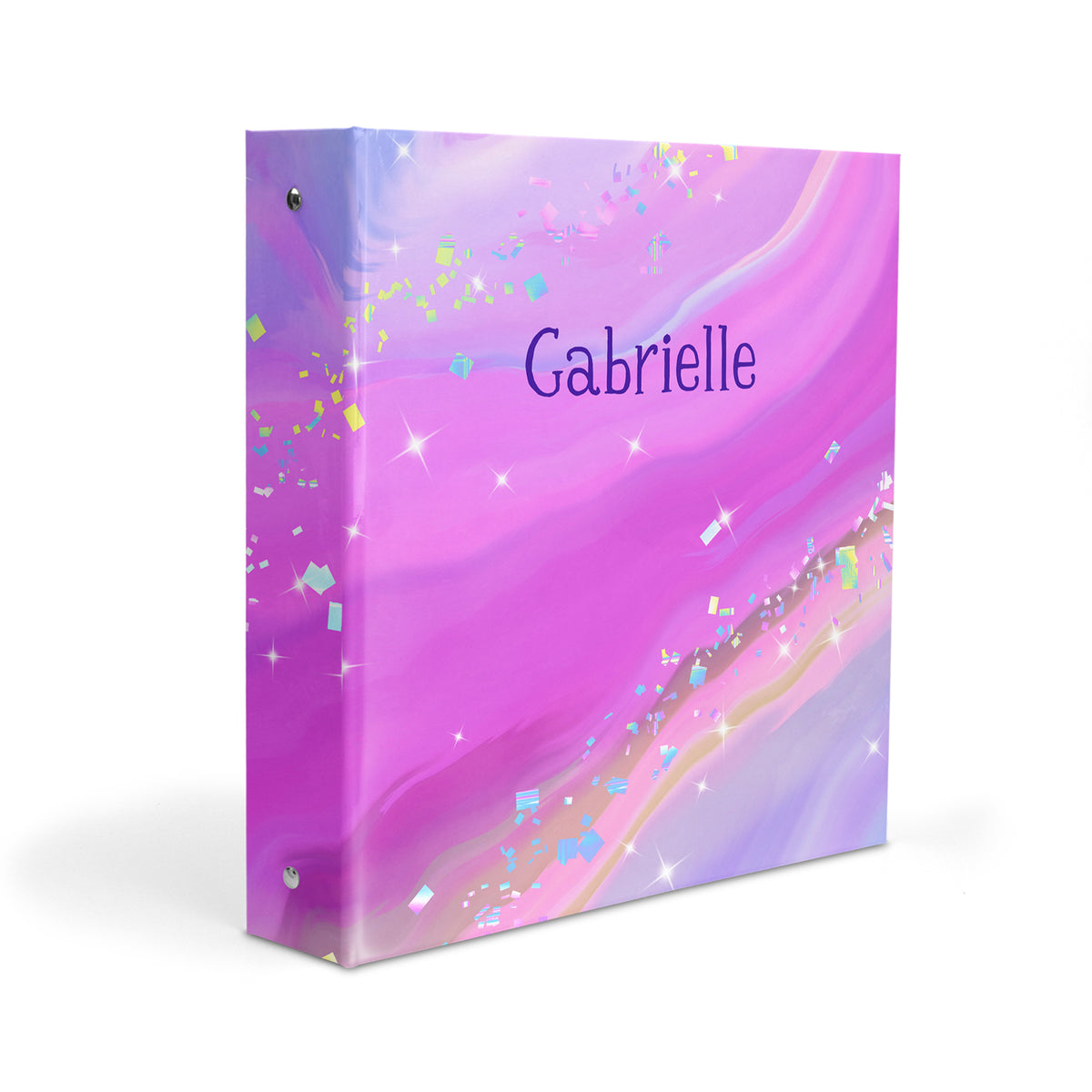 Rainbow Ink Marble Personalized Custom 2" 3 Ring Binder • School Office Supplies