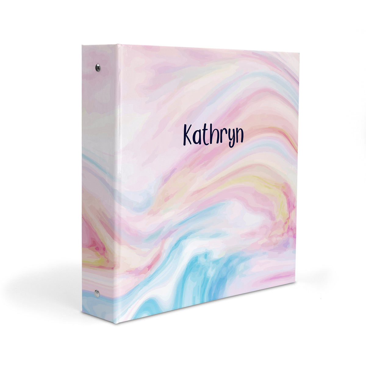 Rainbow Ink Marble Personalized Custom 2" 3 Ring Binder • School Office Supplies