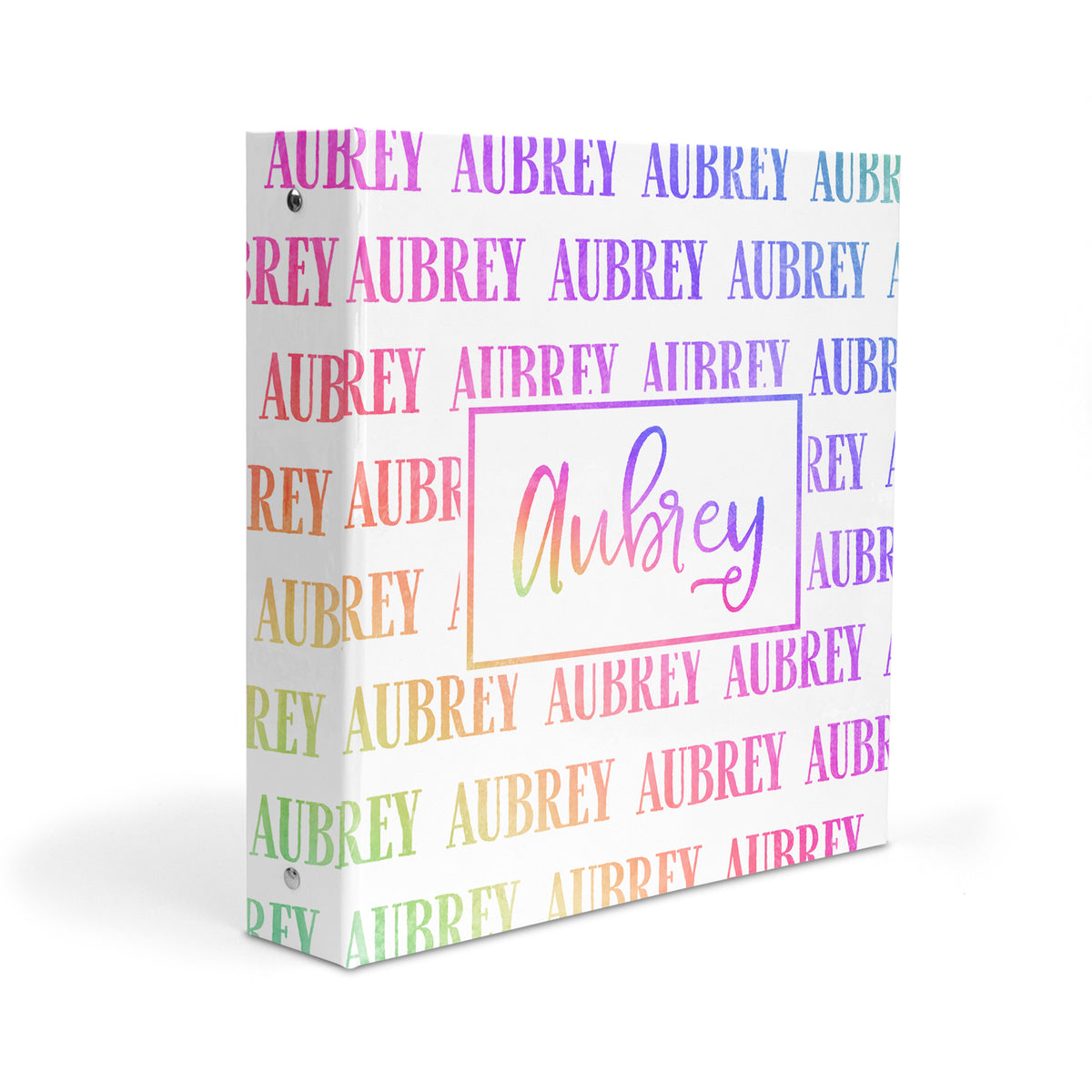 Rainbow Repeat Name Personalized Custom 2" 3 Ring Binder • School Office Supplies
