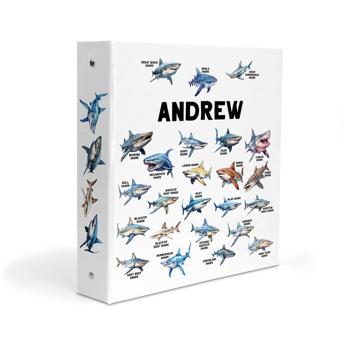 Shark Personalized Custom 2" 3 Ring Binder • School Office Supplies
