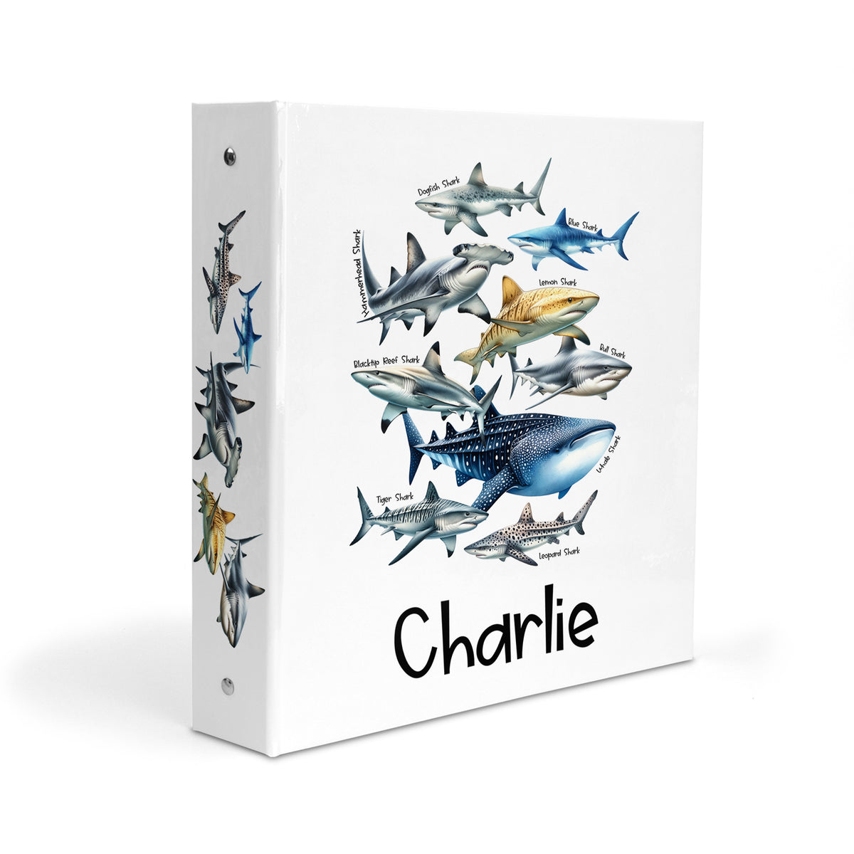 Shark Personalized Custom 2" 3 Ring Binder • School Office Supplies