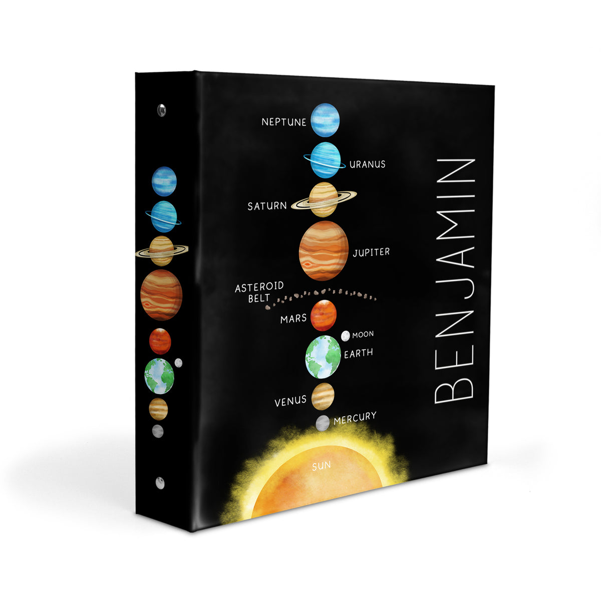 Solar System Planets Personalized Custom 2" 3 Ring Binder • School Office Supplies