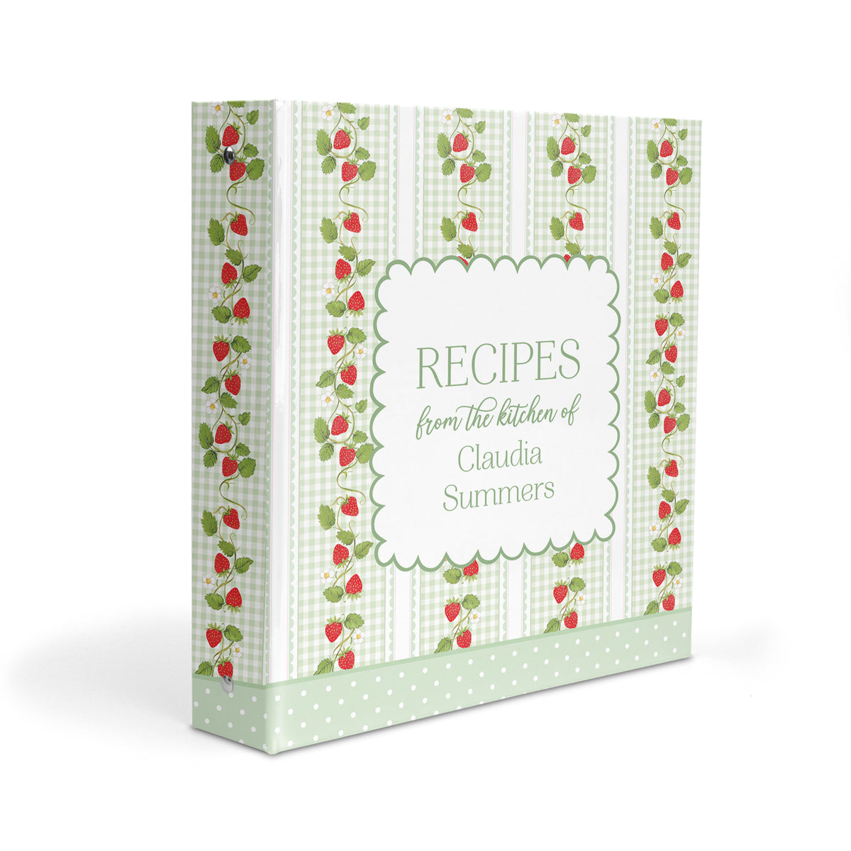 Strawberry Personalized Custom 2" 3 Ring Recipe Book Binder