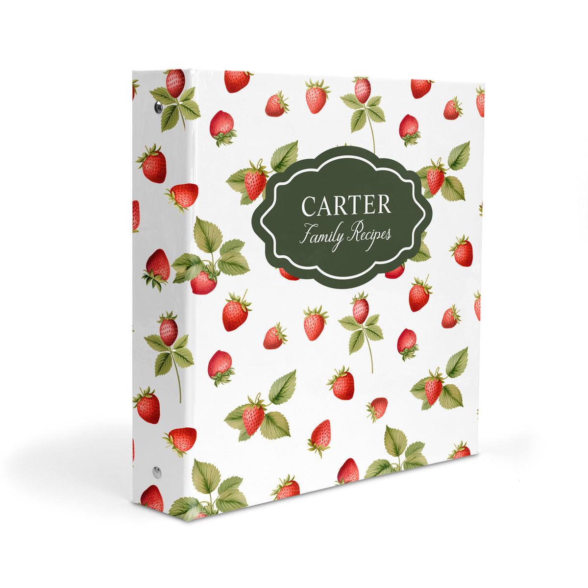 Strawberry Personalized Custom 2" 3 Ring Recipe Book Binder