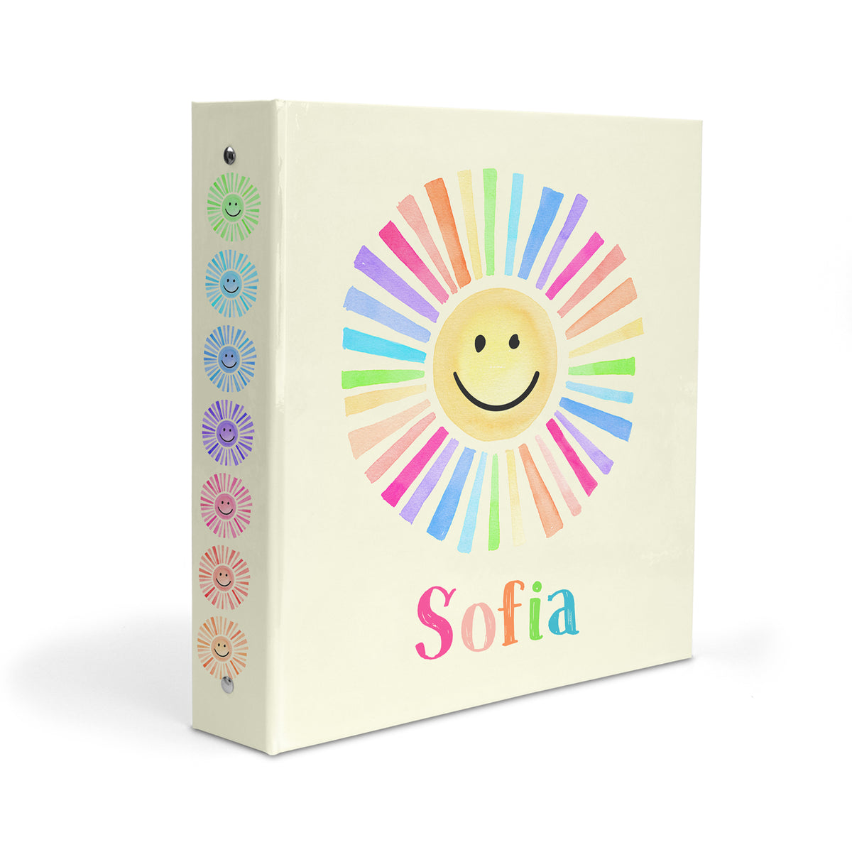 Sun Rainbow Personalized Custom 2" 3 Ring Binder • School Office Supplies
