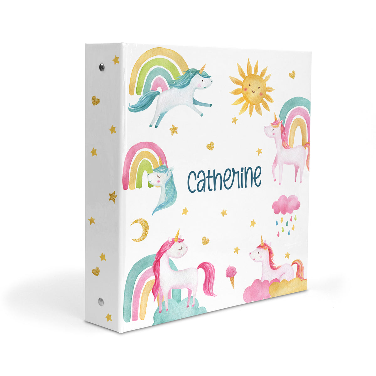 Unicorn Rainbow Personalized Custom 2" 3 Ring Binder • School Office Supplies