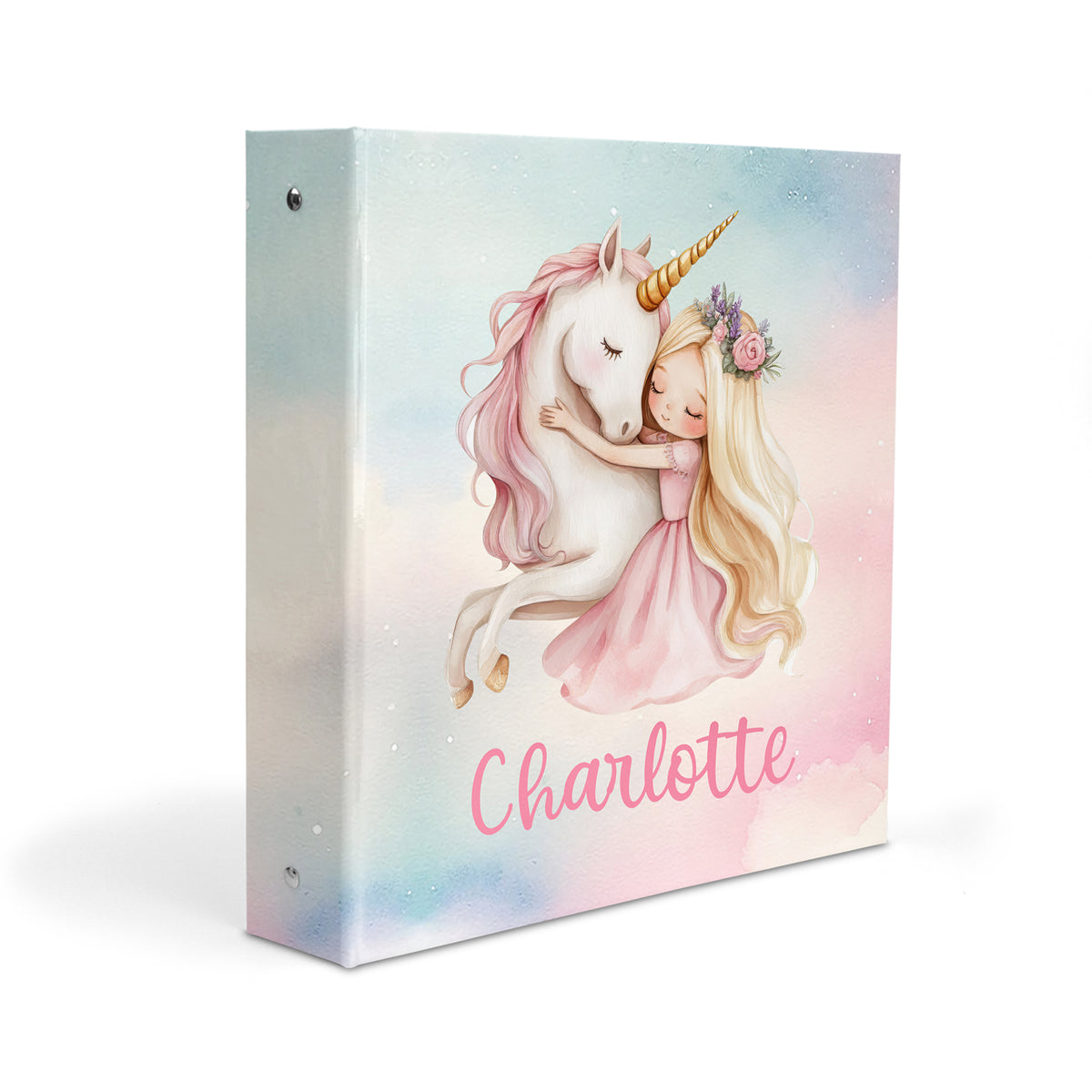 Princess Unicorn Rainbow Personalized Custom 2" 3 Ring Binder • School Office Supplies